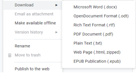 Select download then file type screenshot